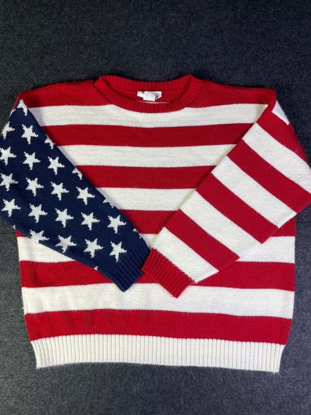 Missolie American Flag Sweater Size Medium Red White Blue USA